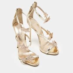 مملوكة مسبقًا Giuseppe Zanotti Rose Gold Leather Harmony Star Sandals Size 37.5