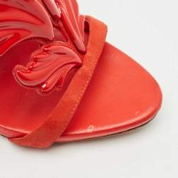 مملوكة مسبقًا Giuseppe Zanotti Red Suede Cruel Wing Ankle Strap Sandals Size 36