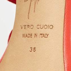 مملوكة مسبقًا Giuseppe Zanotti Red Suede Cruel Wing Ankle Strap Sandals Size 36