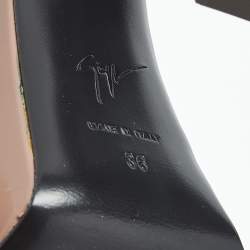 Pre Owned Giuseppe Zanotti Taupe Brown Patent Leather Sylvy Ankle Strap Platform Sandals Size 36