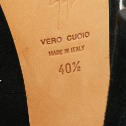 Pre Owned Giuseppe Zanotti Black Suede Crystal Embellished Ankle Strap Peep Toe Platform Pumps Size 40.5