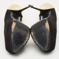 Pre Owned Giuseppe Zanotti Black Suede Peep Toe Platform Pumps Size 39