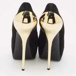 Pre Owned Giuseppe Zanotti Black Suede Peep Toe Platform Pumps Size 39