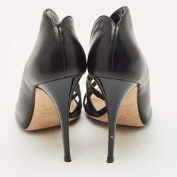 Pre Owned Giuseppe Zanotti Black Leather Cut Out Sandals Size 38.5