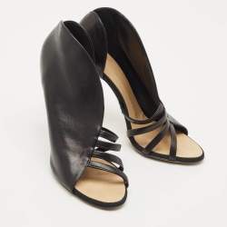 Pre Owned Giuseppe Zanotti Black Leather Cut Out Sandals Size 38.5