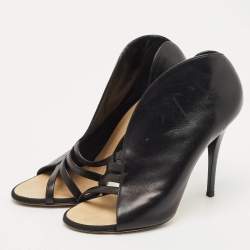 Pre Owned Giuseppe Zanotti Black Leather Cut Out Sandals Size 38.5