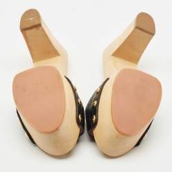 Pre Owned Giuseppe Zanotti Black Croc Embossed Leather Platform Clogs Size 38