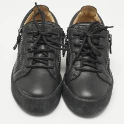Pre Owned Giuseppe Zanotti Black Leather Frankie Low Top Sneakers Size 37