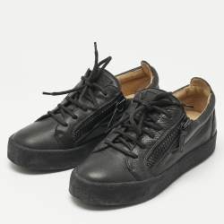 Pre Owned Giuseppe Zanotti Black Leather Frankie Low Top Sneakers Size 37