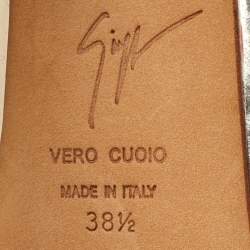 Pre Owned Giuseppe Zanotti Metallic Gold Leather Bow Embellished Platform Slingback Pumps Size 38.5