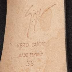 Pre Owned Giuseppe Zanotti Black Suede Peep Toe Platform Ankle Booties Size 38