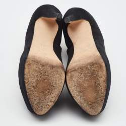 Pre Owned Giuseppe Zanotti Black Suede Peep Toe Platform Ankle Booties Size 38