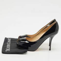 Pre Owned Giuseppe Zanotti Black Patent Leather Peep Toe Pumps Size 41