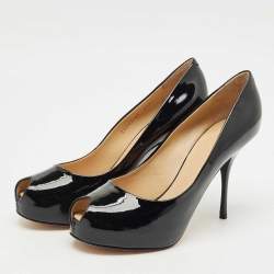 Pre Owned Giuseppe Zanotti Black Patent Leather Peep Toe Pumps Size 41