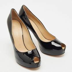 Pre Owned Giuseppe Zanotti Black Patent Leather Peep Toe Pumps Size 41