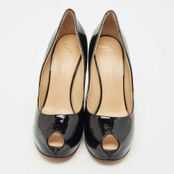 Pre Owned Giuseppe Zanotti Black Patent Leather Peep Toe Pumps Size 41