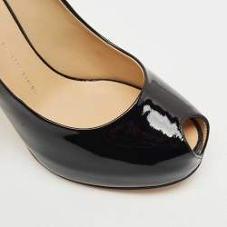 Pre Owned Giuseppe Zanotti Black Patent Leather Peep Toe Pumps Size 41