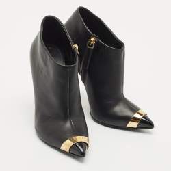 Pre Owned Giuseppe Zanotti Black Leather Ankle Booties Size 36