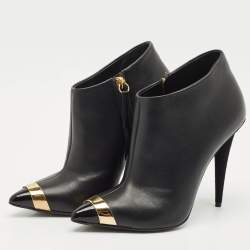 Pre Owned Giuseppe Zanotti Black Leather Ankle Booties Size 36