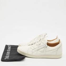 Pre Owned Giuseppe Zanotti White Snakeskin Embossed Leather Frankie Sneakers Size 40