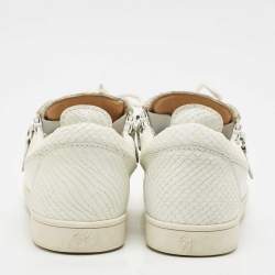 Pre Owned Giuseppe Zanotti White Snakeskin Embossed Leather Frankie Sneakers Size 40