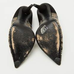 Pre Owned Giuseppe Zanotti Black Suede Crystal Embellished Pointed Toe Pumps Size 38