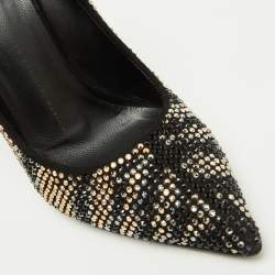 Pre Owned Giuseppe Zanotti Black Suede Crystal Embellished Pointed Toe Pumps Size 38
