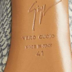 Pre Owned Giuseppe Zanotti Grey/White Python Embossed Leather Peep Toe Slingback Pumps Size 41