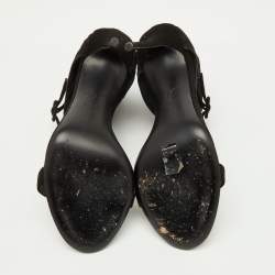 Pre Owned Giuseppe Zanotti Black Suede and Lace Ankle Sandals Size 38