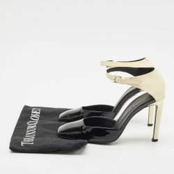 Pre Owned Giuseppe Zanotti Black/Cream Patent Leather Leandra Ankle Strap Pumps Size 34