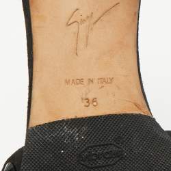 Pre Owned Giuseppe Zanotti Black Satin Crystal Embellished Slingback Pumps Size 36