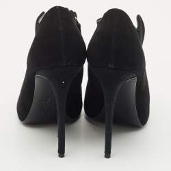 Pre Owned Giuseppe Zanotti Black Suede Pointed Toe Booties Size 36