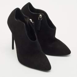 Pre Owned Giuseppe Zanotti Black Suede Pointed Toe Booties Size 36