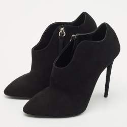 Pre Owned Giuseppe Zanotti Black Suede Pointed Toe Booties Size 36