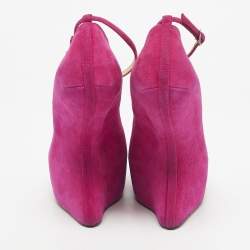 Pre Owned Giuseppe Zanotti Pink Suede Curve Jem Peep Toe Platform Pumps Size 35