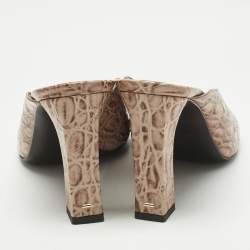 Pre Owned Giuseppe Zanotti Brown Croc Embossed Leather Mya 90 Mules Size 37.5