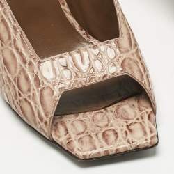 Pre Owned Giuseppe Zanotti Brown Croc Embossed Leather Mya 90 Mules Size 37.5