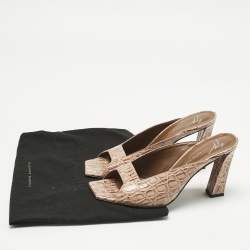 Pre Owned Giuseppe Zanotti Brown Croc Embossed Leather Mya 90 Mules Size 37.5