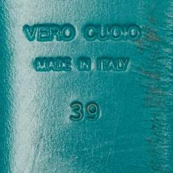 Pre Owned Giuseppe Zanotti Orange Leather Crystal Embellished Slingback Sandals Size 39