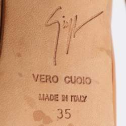 Pre Owned Giuseppe Zanotti Tan Leather Slingback Platform Pumps Size 35