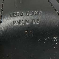 Pre Owned Giuseppe Zanotti Black Suede Coline Chain Link Ankle Strap Sandals Size 38