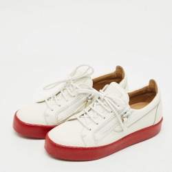 Pre Owned Giuseppe Zanotti White Leather Frankie Low Top Sneakers Size 38