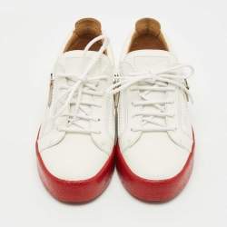 Pre Owned Giuseppe Zanotti White Leather Frankie Low Top Sneakers Size 38