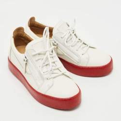 Pre Owned Giuseppe Zanotti White Leather Frankie Low Top Sneakers Size 38