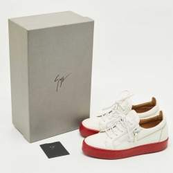 Pre Owned Giuseppe Zanotti White Leather Frankie Low Top Sneakers Size 38