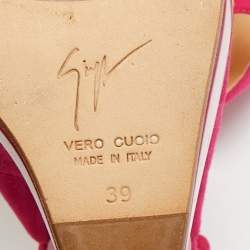 Pre Owned Giuseppe Zanotti Pink Suede Peep Toe Heel Less Platform Ankle Strap Pumps Size 39