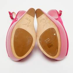 Pre Owned Giuseppe Zanotti Pink Suede Peep Toe Heel Less Platform Ankle Strap Pumps Size 39