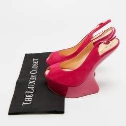 Pre Owned Giuseppe Zanotti Pink Suede Peep Toe Heel Less Platform Ankle Strap Pumps Size 39