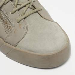 Pre Owned Giuseppe Zanotti Grey Leather and Suede Double Sketch High Top Sneakers Size 40