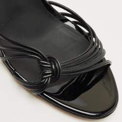 Pre Owned Giuseppe Zanotti Black Leather and Patent Leather Ankle Strap Sandals Size 40